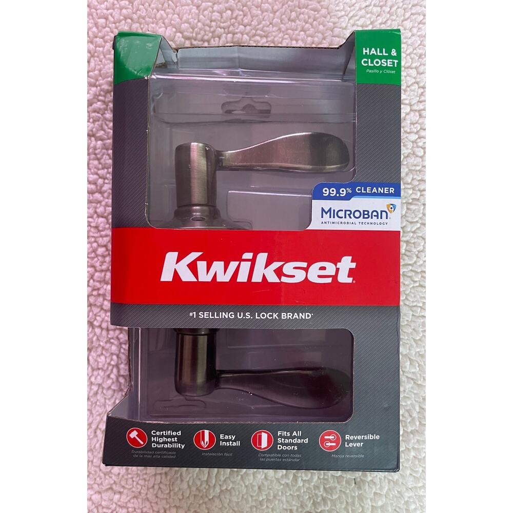(4) KWIKSET HALL CLOSET TUSTIN PASSAGE DOOR HANDLES SATIN NICKEL -97200-898